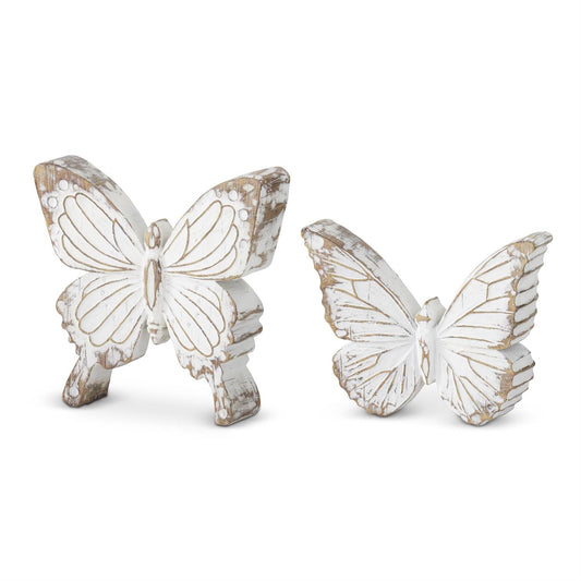 Whitewashed Carved Butterflies