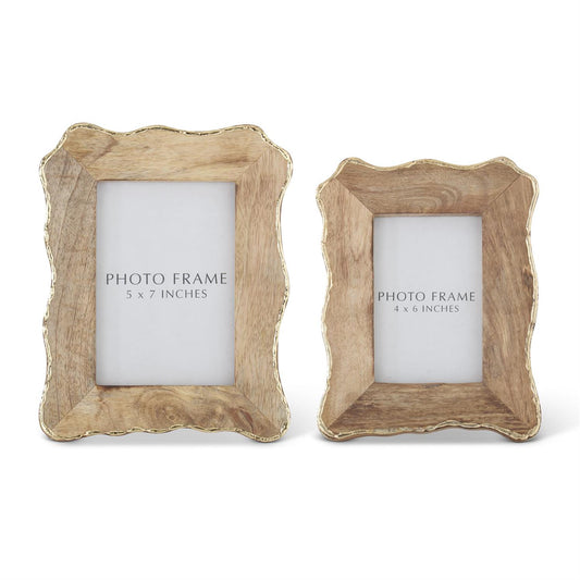 Mango Wood Photo Frame with Gold Scalloped Edge