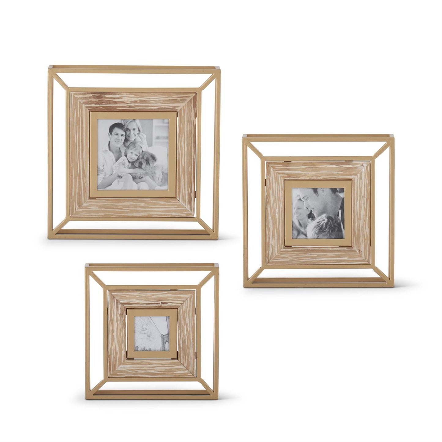 Gold Metal & Wood Modern Photo Frames