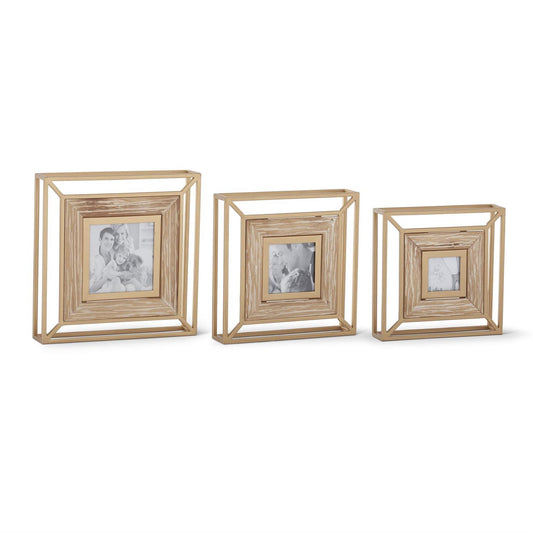 Gold Metal & Wood Modern Photo Frames