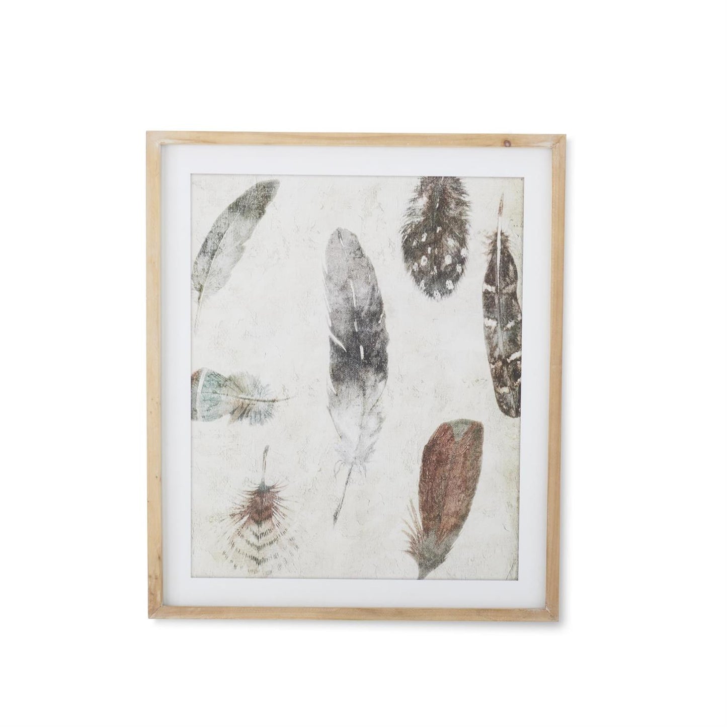 Natural Wood Framed Feather Prints (2 Styles)