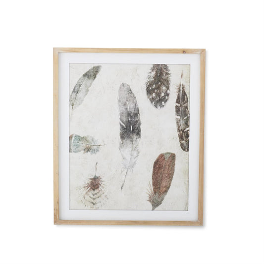 Natural Wood Framed Feather Prints (2 Styles)