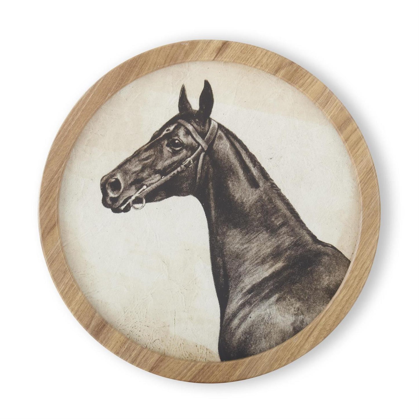 Round Natural Framed Horse Head Prints (4 Styles)