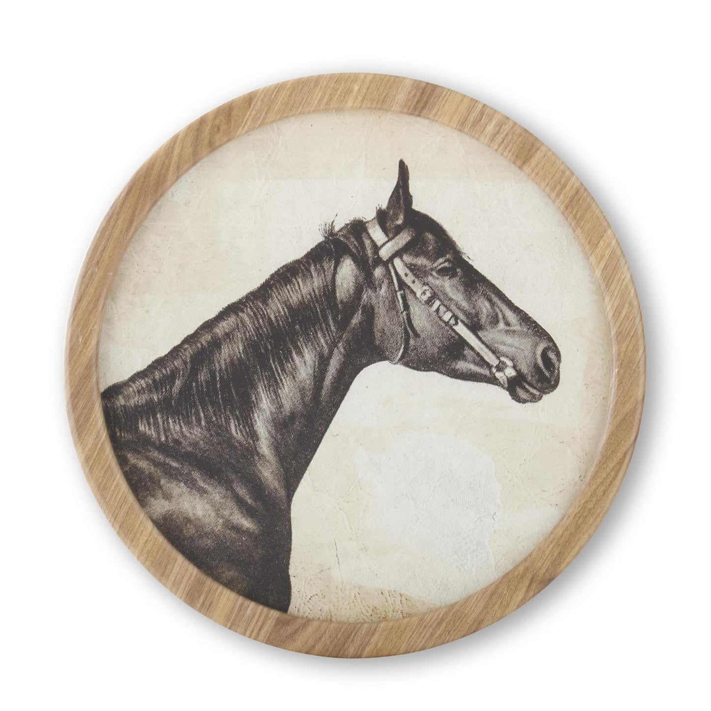 Round Natural Framed Horse Head Prints (4 Styles)