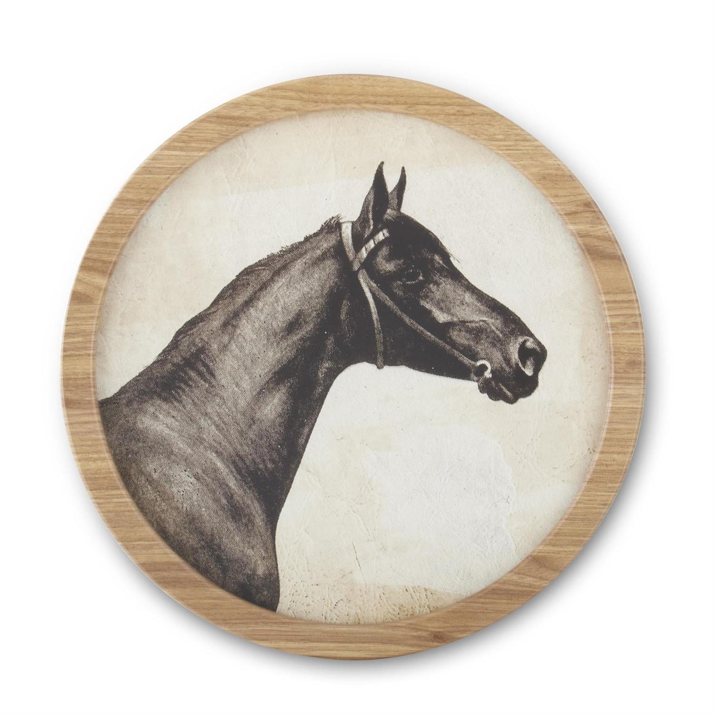 Round Natural Framed Horse Head Prints (4 Styles)