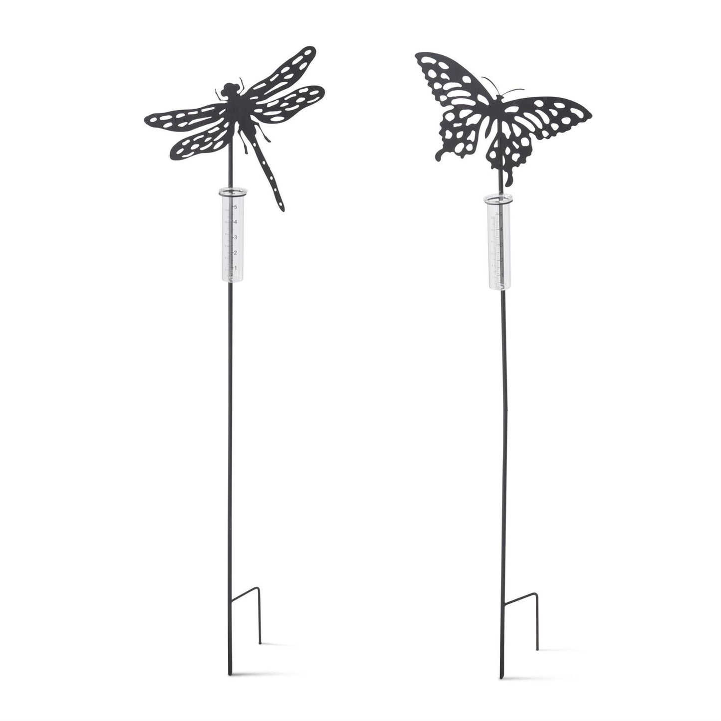 Insect Metal Cutout Rain Gauge Garden Stake