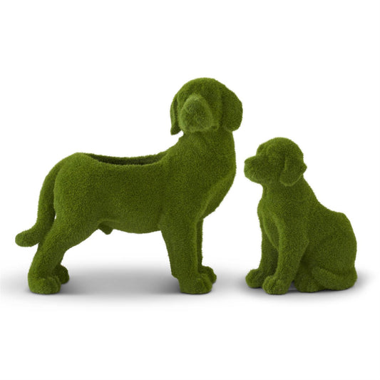 Green Flocked Mossy Dog Containers