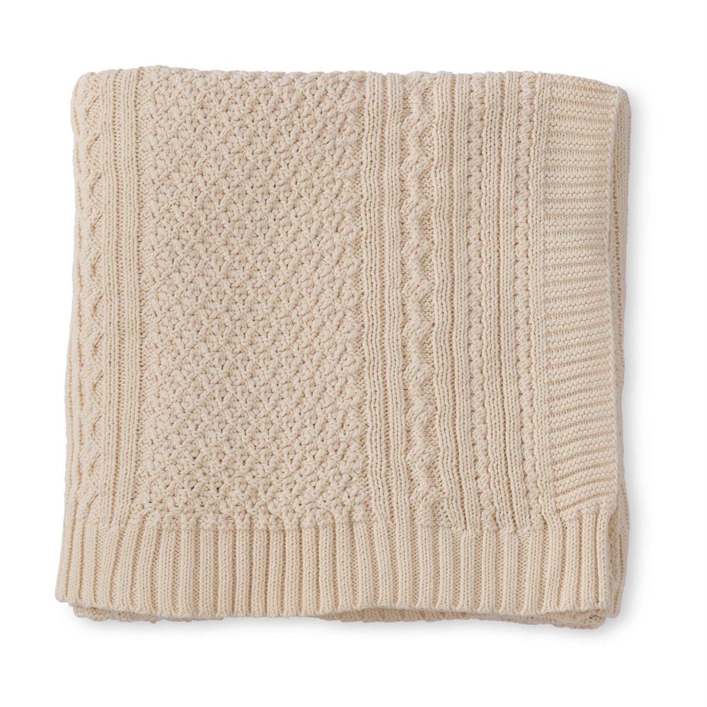 Natural Cream Cable Knit Cottom Throw Blanket