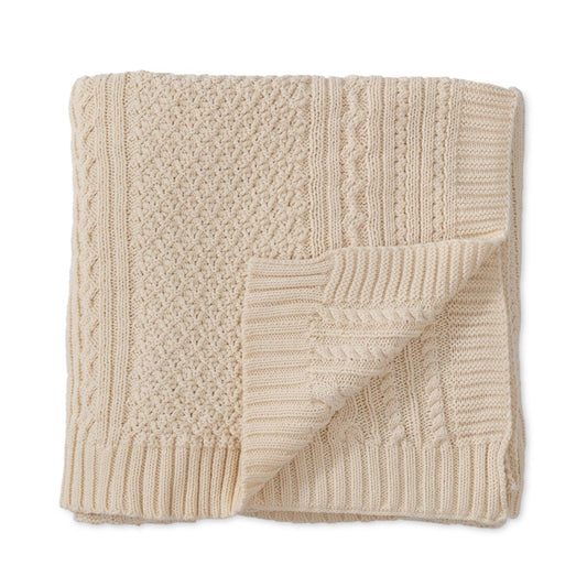 Natural Cream Cable Knit Cottom Throw Blanket