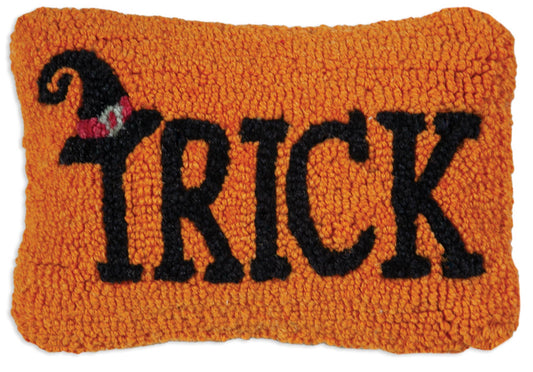 Halloween Trick Hand Hooked Wool Pillow