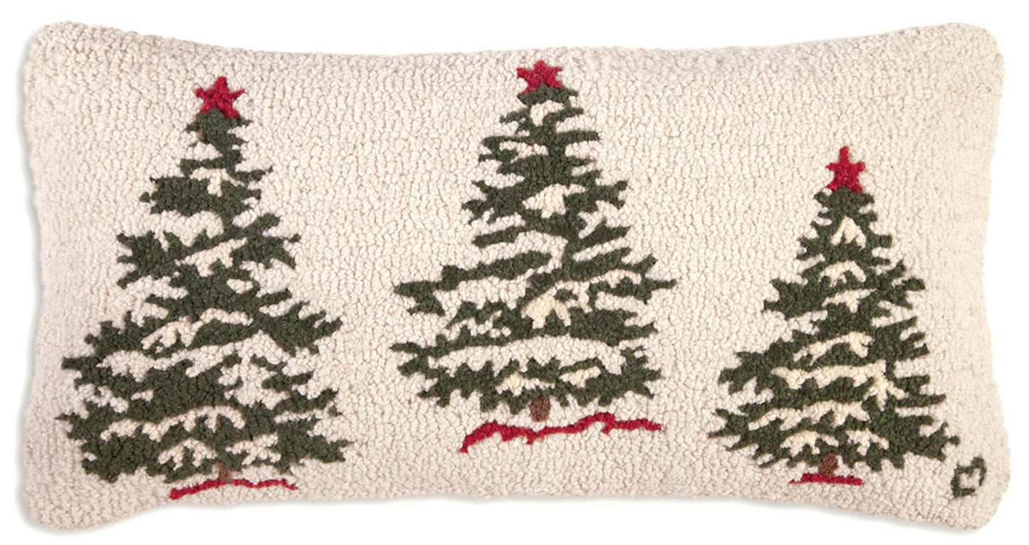 Trees on White Hand Hooked Pillow