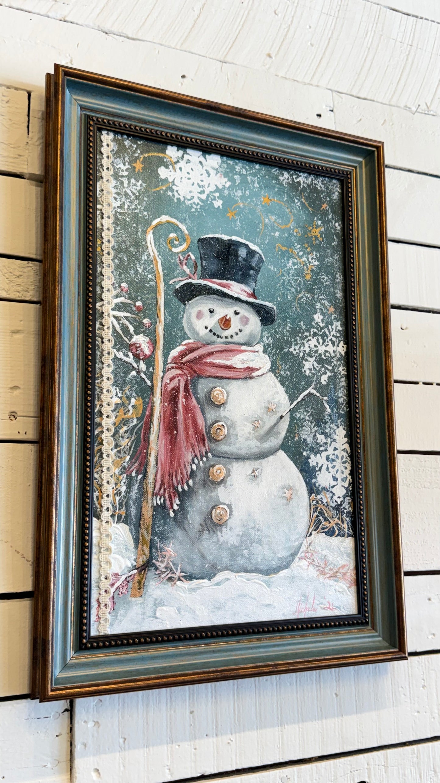 Vintage Snowman Hand Painting