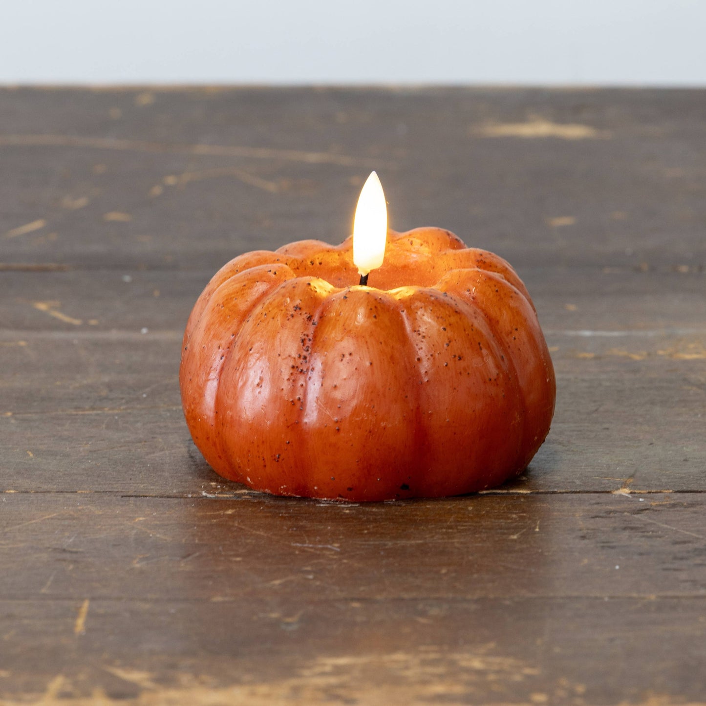 Orange Pumpkin LED Candle with 3D Flame | Two Sizes