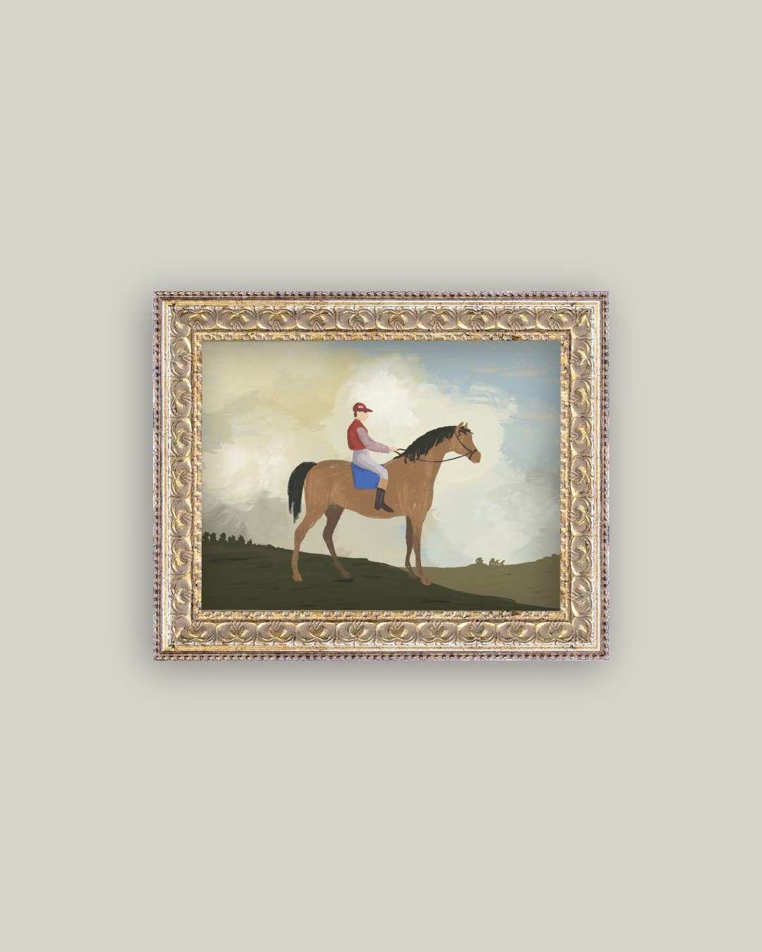 Horse Rider Framed Antique Art
