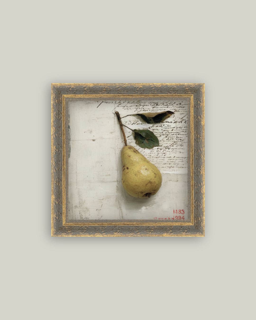 Pear On a Letter Framed Artwork