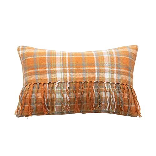 Flannel Lumbar Pillow with Fringe