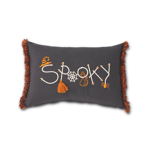 Black Halloween Stitched SPOOKY Pillow