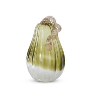 Green & Clear Crackled Handblown Glass Pumpkins