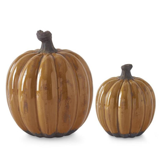 Ceramic Glazed Pumpkins with Matte Brown Stem Base