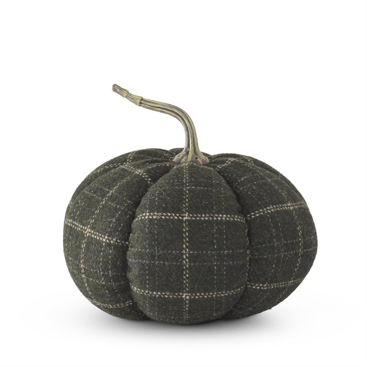 Green & Tan Plaid Fabric Pumpkin