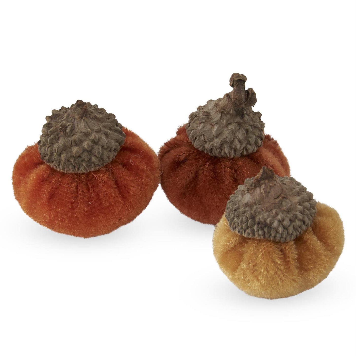 Box of 24 Mini Rust, Tan, & Orange Plush Acorns
