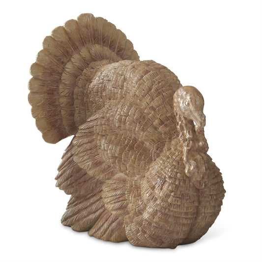 12 Inch Brown & Cream Resin Turkey