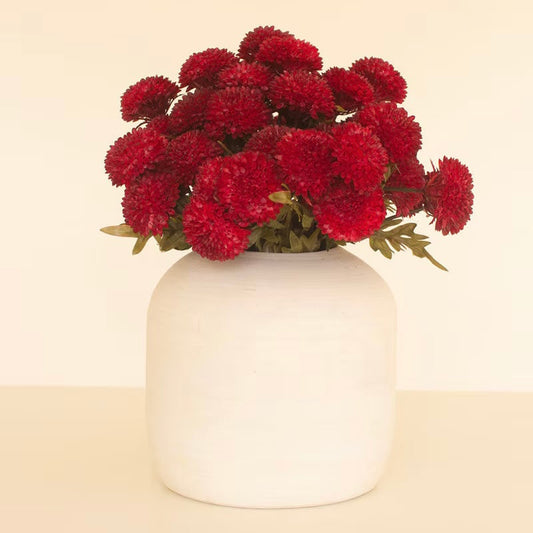 Artificial Red Ball Dahlias | Seven Blooms