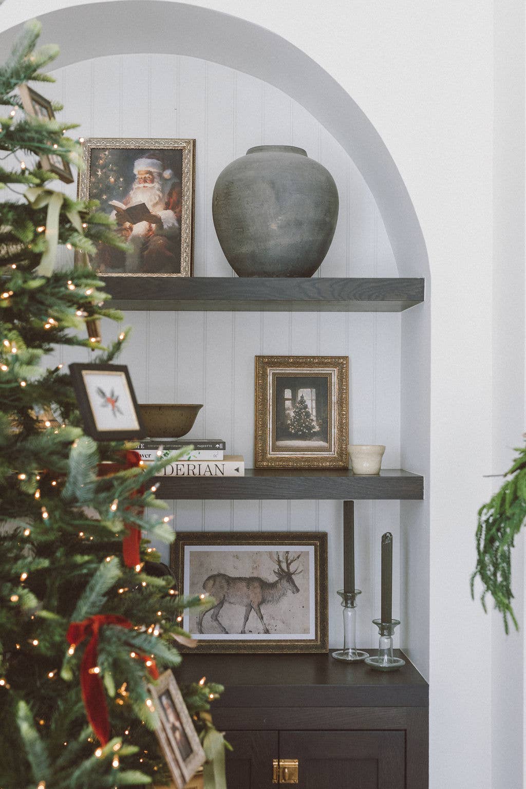 Glowing Christmas Tree Framed Antique Art