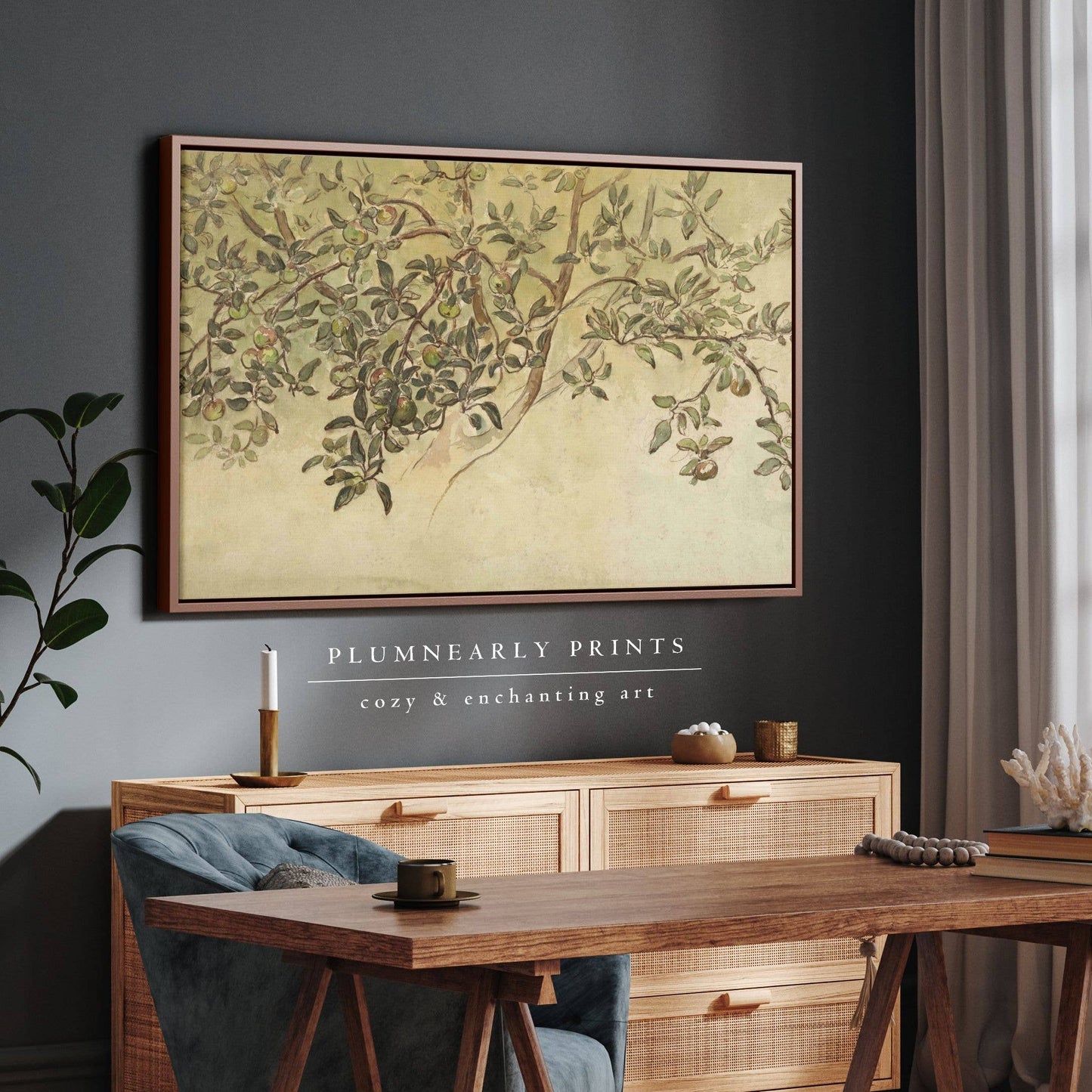 Shirlaw Apple Tree Canvas Print with Walnut Brown Frame