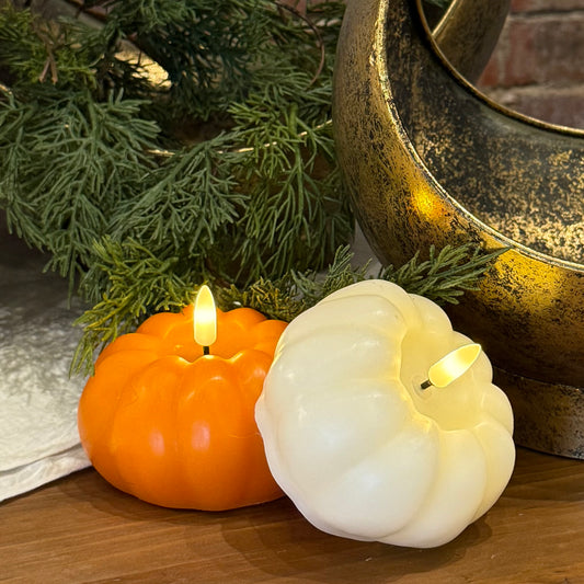 Pumpkin LED Flicker Flame Candle w/ Timer