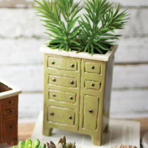 Ceramic Planters-Vintage Chest of Drawers