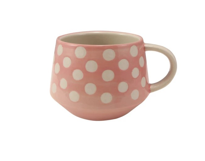 14 oz. Hand-Painted Stoneware Mug w/ Wax Relief Dots, 4 Colors