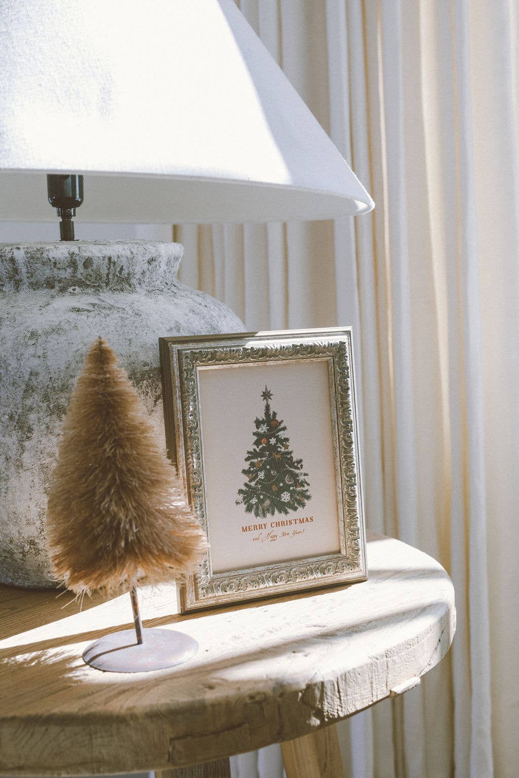 Happy New Year Tree Framed Antique Art