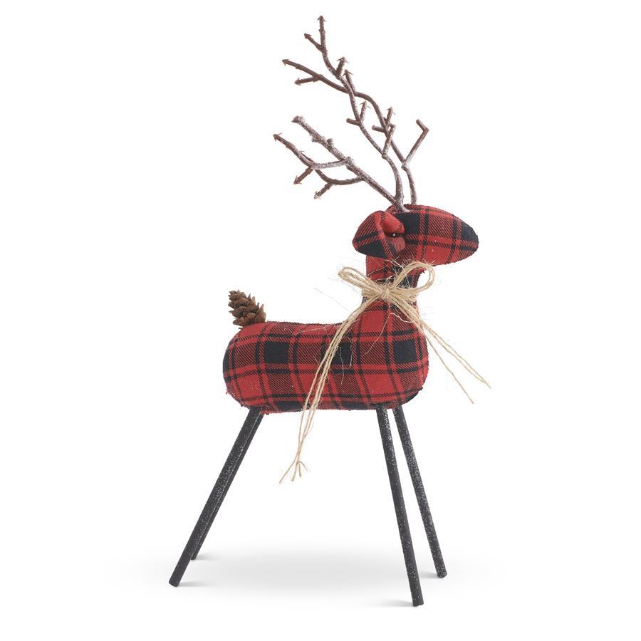 Red & Black Plaid Deer w/ Twig Antlers