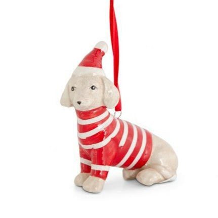 Dolomite Dog Ornaments w/Santa Hats