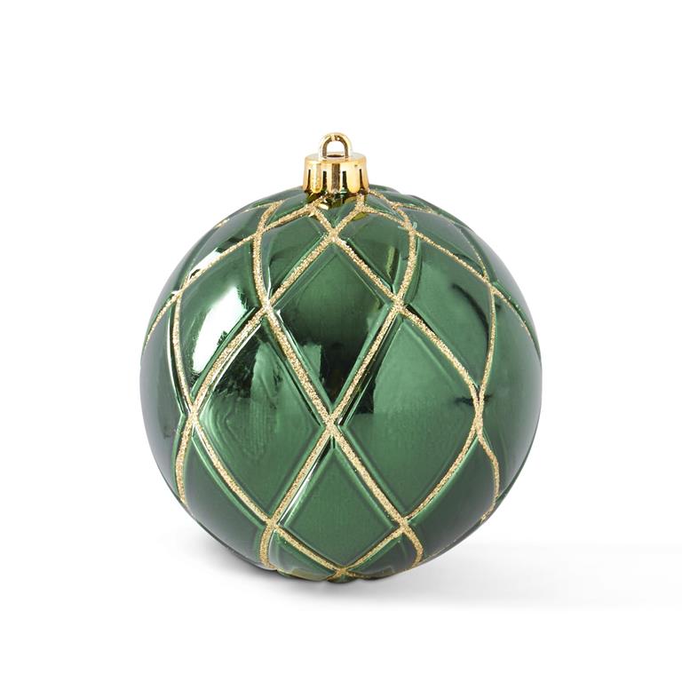Green w/Gold Glitter Shatterproof Ornament
