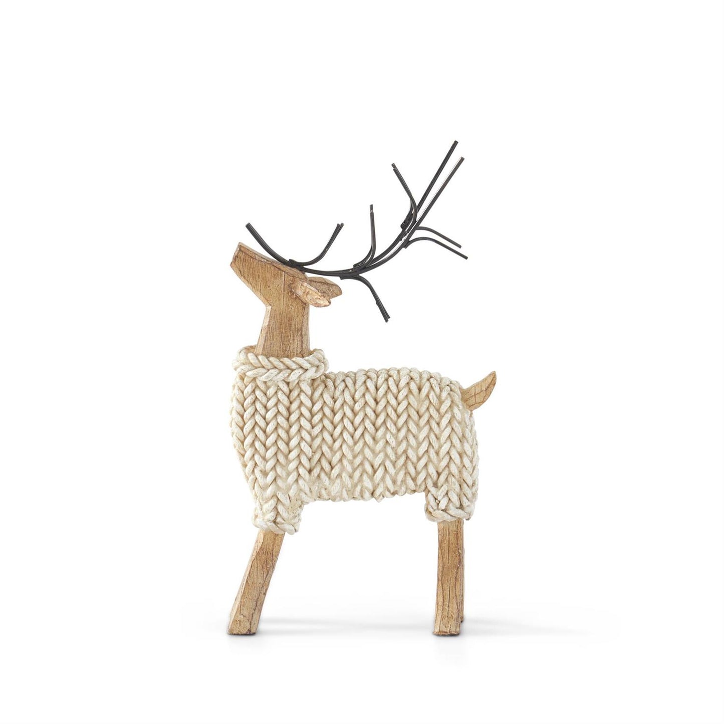 Deer In Cream Sweaters w/Metal Antlers