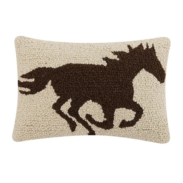 Brown Racehorse Silhouette Pillow