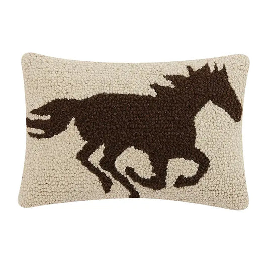 Brown Racehorse Silhouette Pillow
