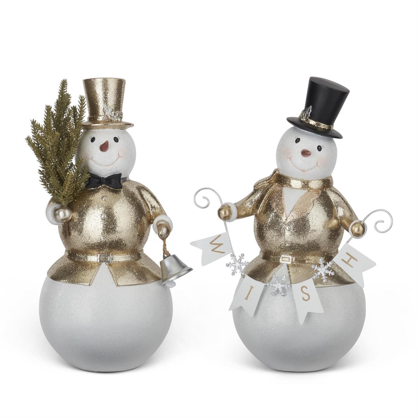 Glittered Gold Coat Snowmen