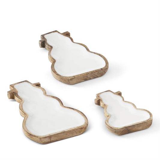 Wood Enameled Snowman Serving Trays