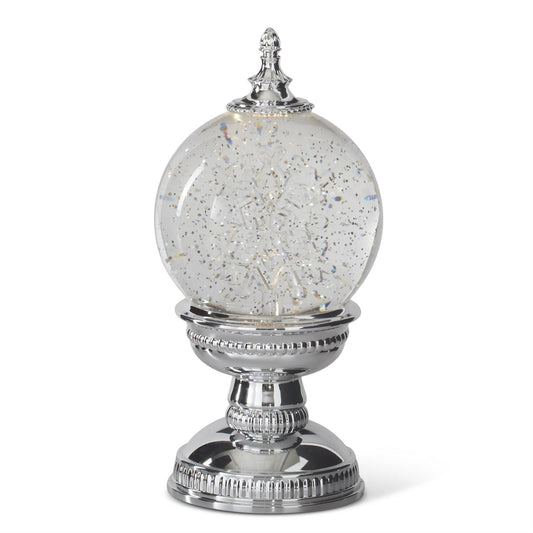 Acrylic & Silver Water Spinning LED Snowflake Globe