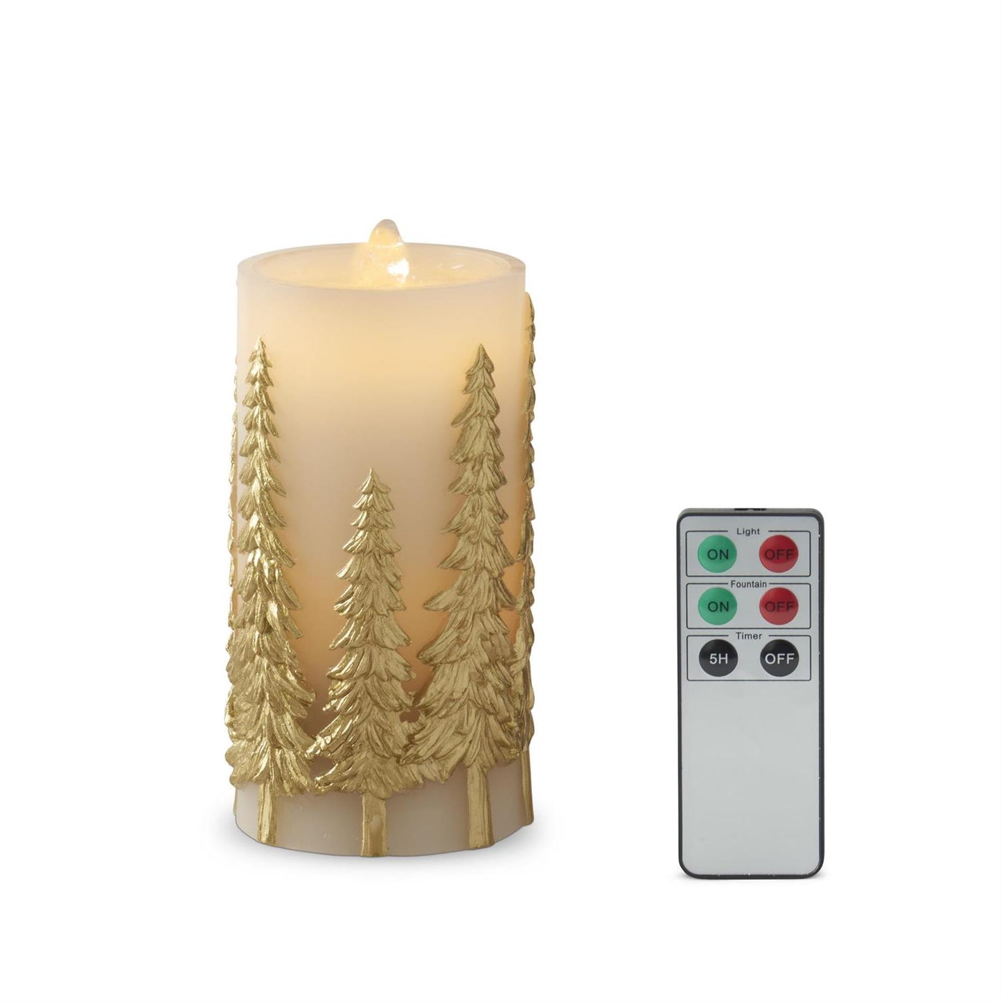 LED Water Candle with Raised Pine Tree