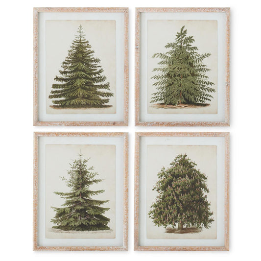 Assorted Natural Carved Wood Christmas Pine Tree Framed Print