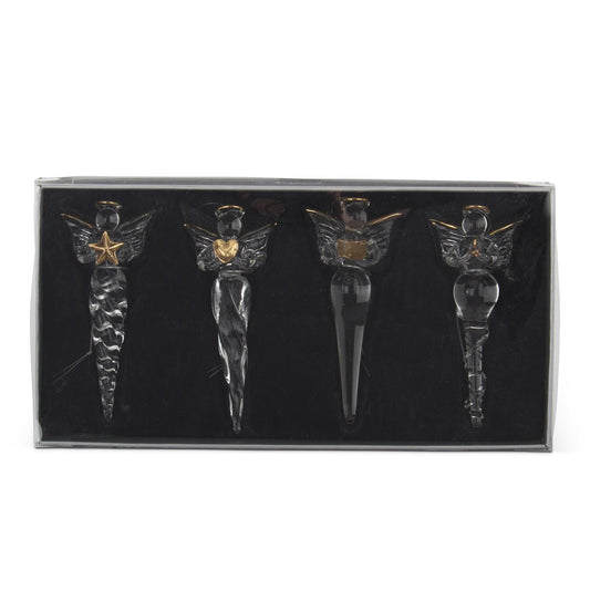 Glass Angel Icicle Ornaments Gift Box of 4
