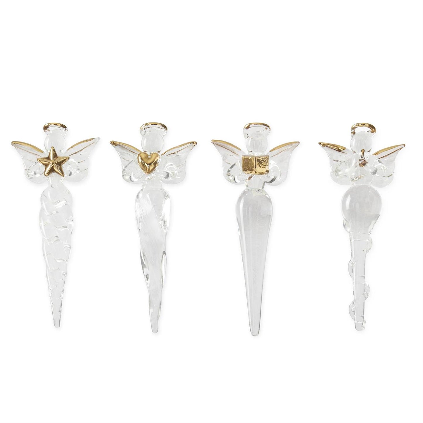 Glass Angel Icicle Ornaments Gift Box of 4