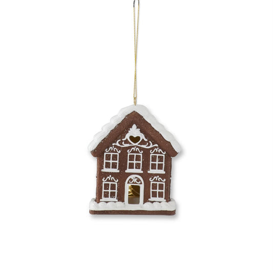 Gingerbread House LED Ornament with Glittered Icing