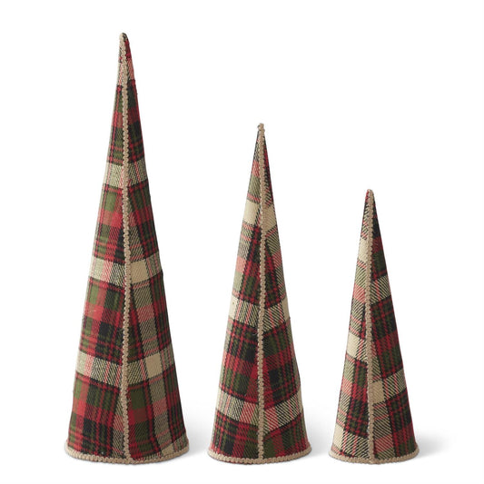 Christmas Plaid with Jute Trim Cone Tree