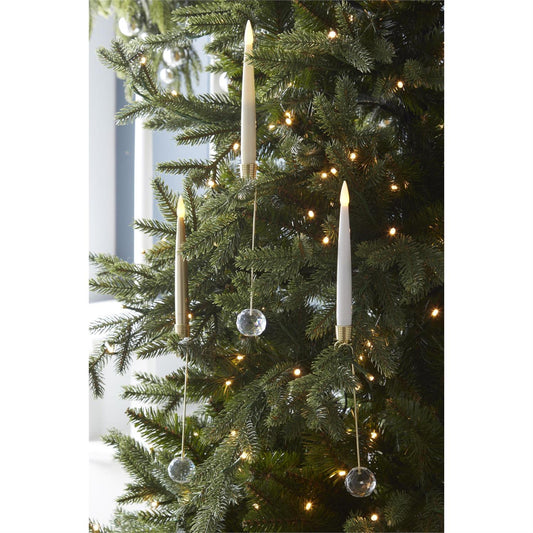 Glass Pendant Hanging LED Candle Ornaments S/6 | Cream or Gold
