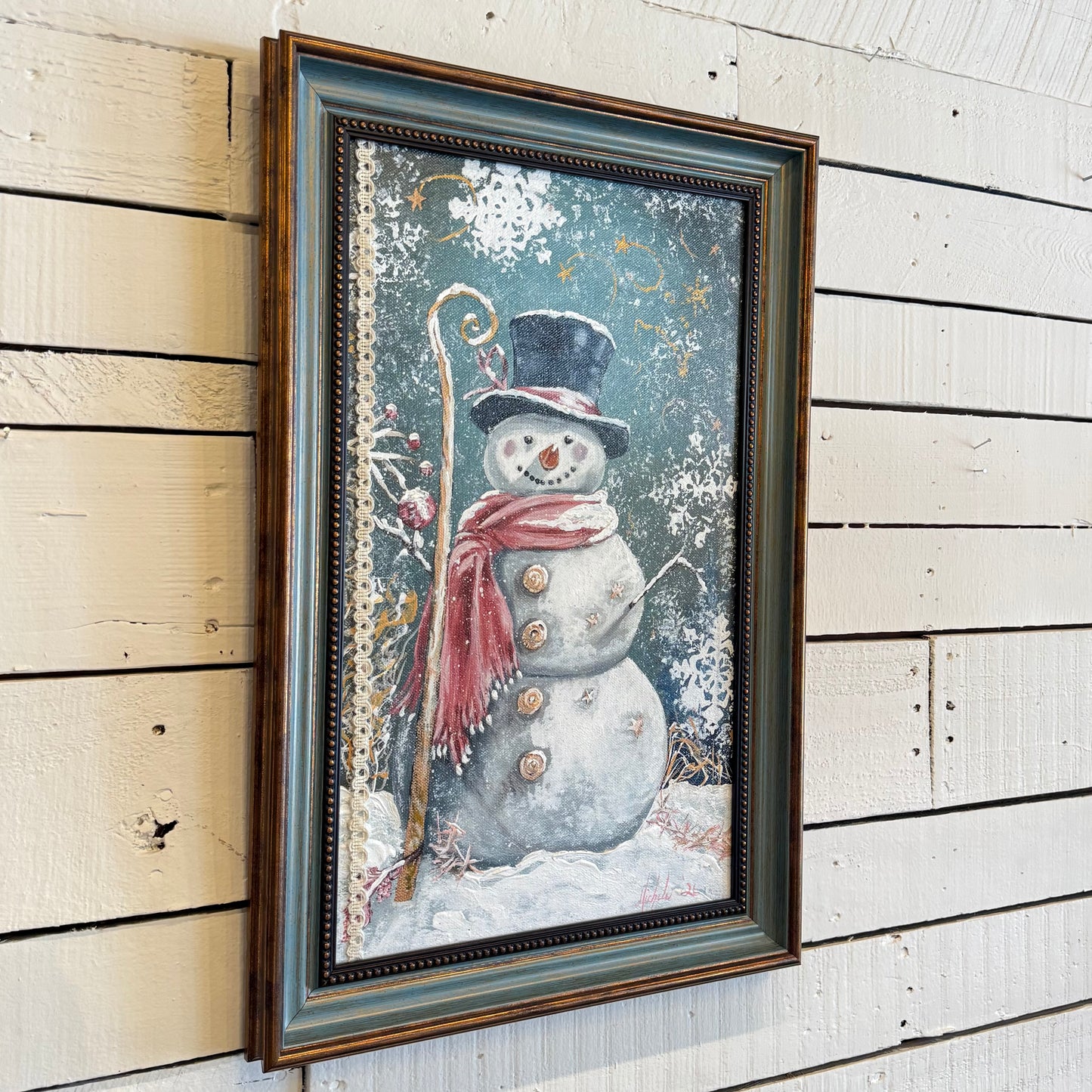 Vintage Snowman Hand Painting